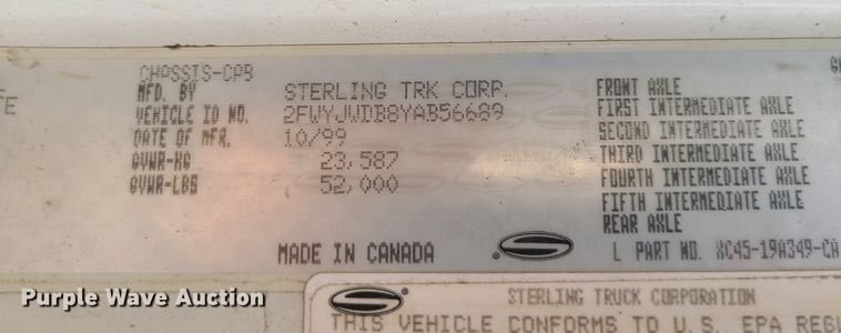 image for item DJ1617 2000 Sterling A-Line  semi truck