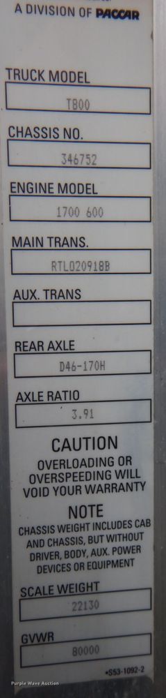 image for item DN2635 2013 Kenworth T800  semi truck