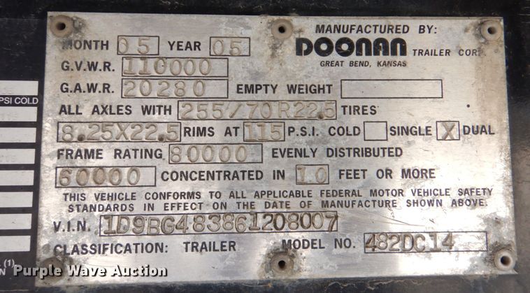 image for item DN2638 2006 Doonan 482DC14  drop deck trailer