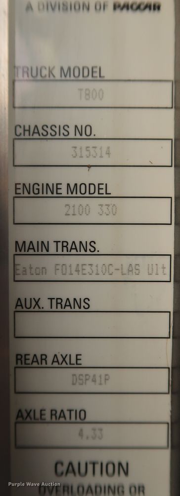 image for item KY9723 2012 Kenworth T800  semi truck