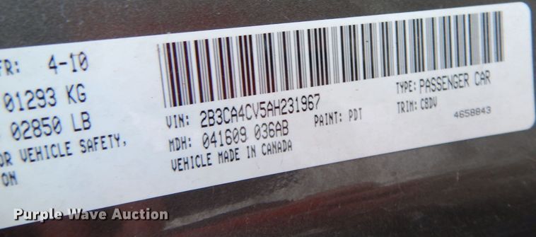 image for item DH8789 2010 Dodge Charger