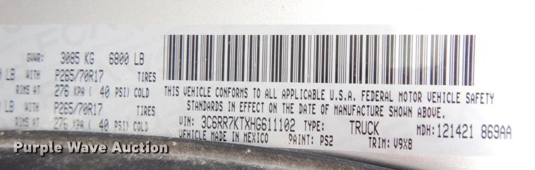 image for item DH8800 2017 Dodge Ram 1500  Crew Cab pickup truck