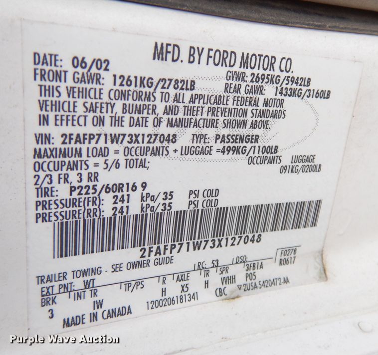 image for item DH8805 2003 Ford Crown Victoria Police Interceptor