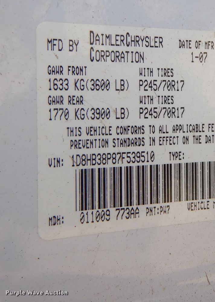 image for item DK3459 2007 Dodge Durango  SUV