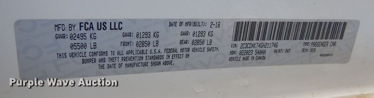 image for item DK3468 2016 Dodge Charger Police