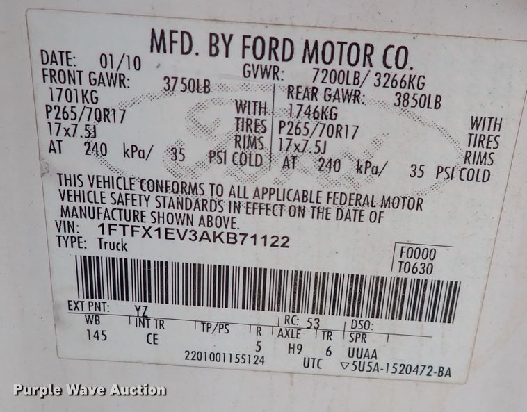 image for item DN2443 2010 Ford F150 XL  SuperCab pickup truck