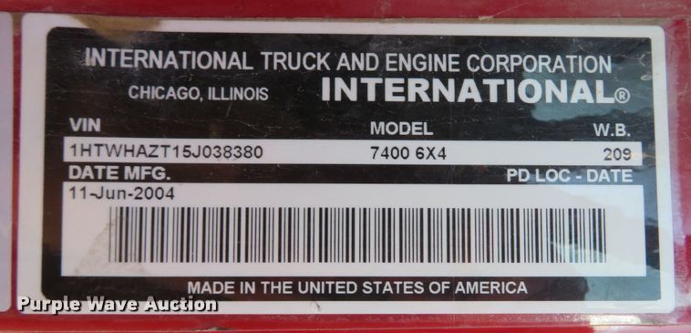 image for item FP9490 2005 International 7400  dump truck
