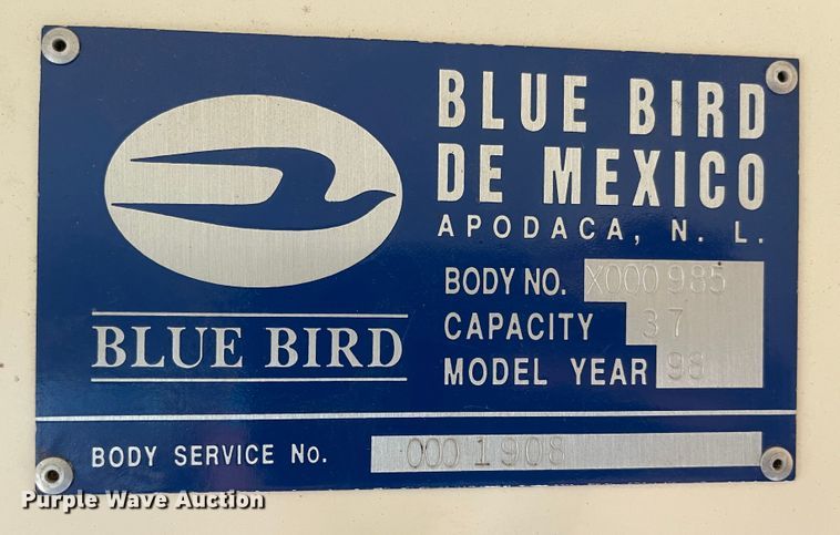 image for item IJ9579 1998 Chevrolet Blue Bird  school bus