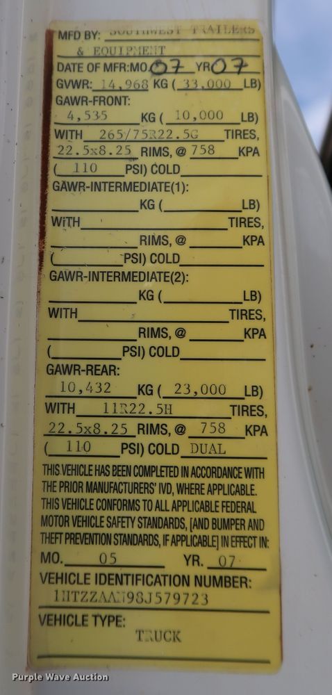 image for item IY9051 2008 International WorkStar 7300  dump truck