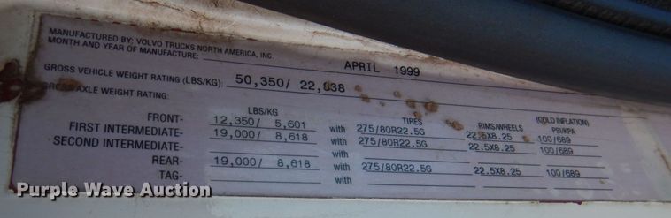 image for item JD9527 2000 Volvo VN  water truck