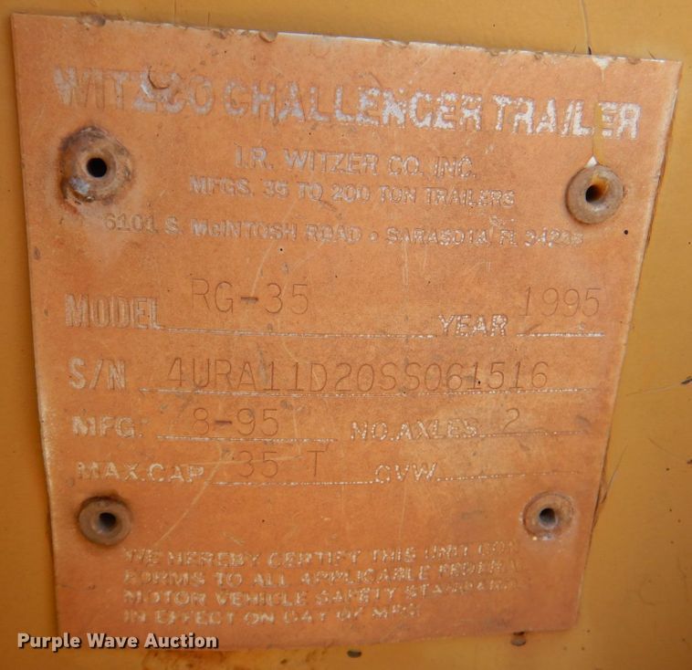 image for item JD9533 1995 Challenger RG-35  lowboy equipment trailer