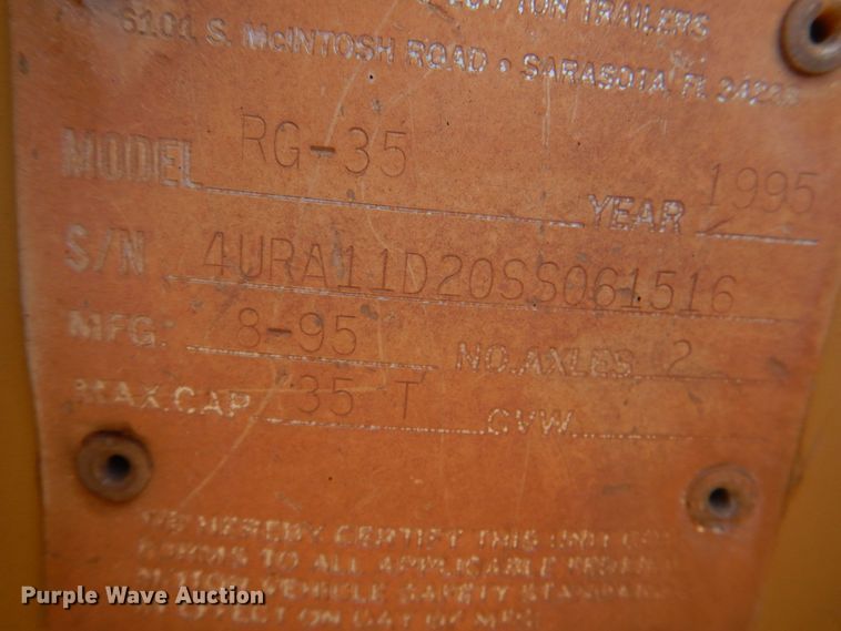 image for item JD9533 1995 Challenger RG-35  lowboy equipment trailer