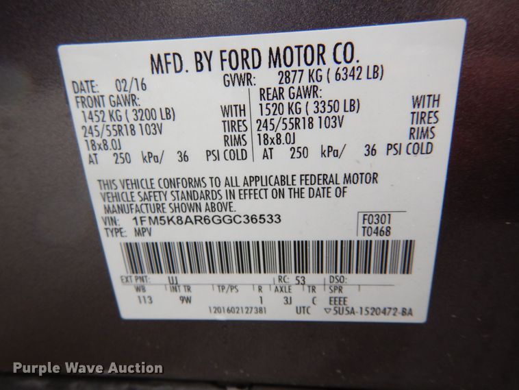 image for item JI9249 2016 Ford Explorer Police Interceptor  SUV