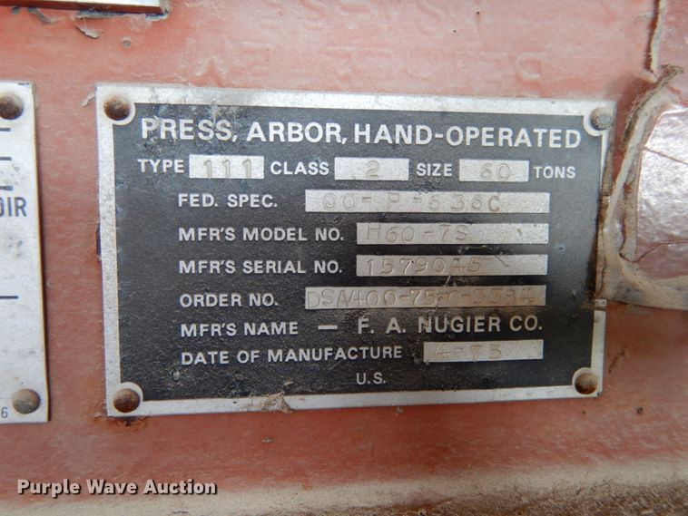 image for item JI9254 Nugier H60-7  press