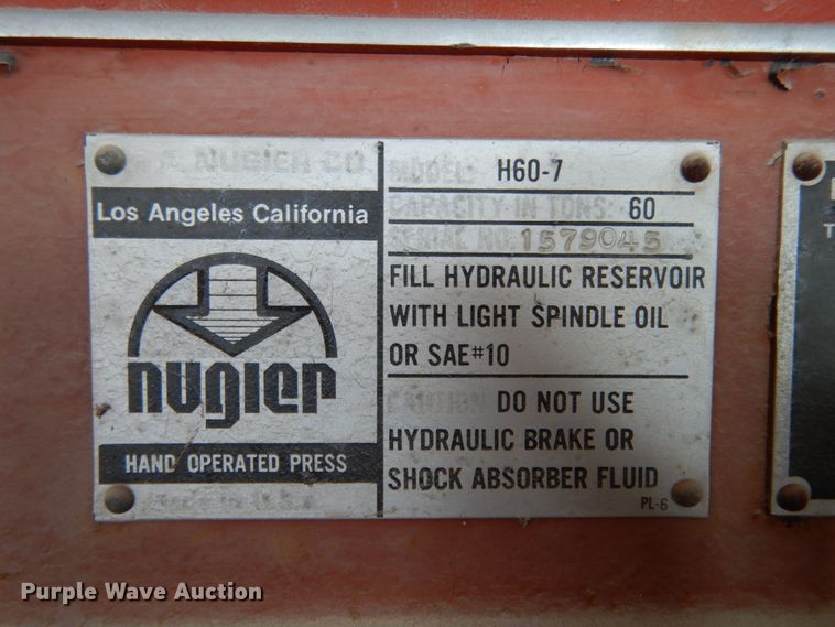 image for item JI9254 Nugier H60-7  press