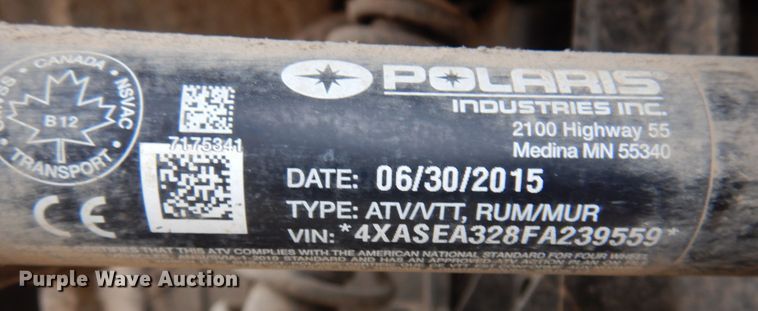 image for item JJ9751 2015 Polaris Sportsman ETX EFI  ATV