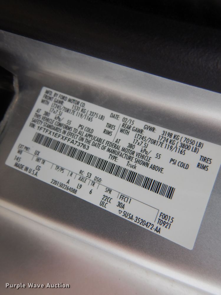 image for item JJ9757 2015 Ford F150 XL  SuperCab pickup truck