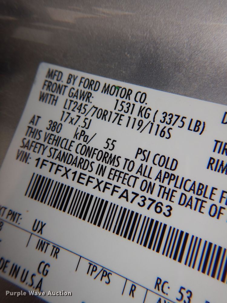 image for item JJ9757 2015 Ford F150 XL  SuperCab pickup truck