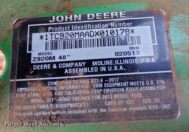 image for item JJ9795 John Deere Z920M  ZTR lawn mower