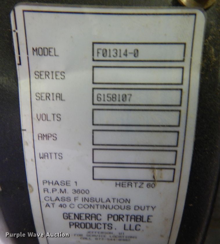 image for item JJ9857 Generac F01314  generator