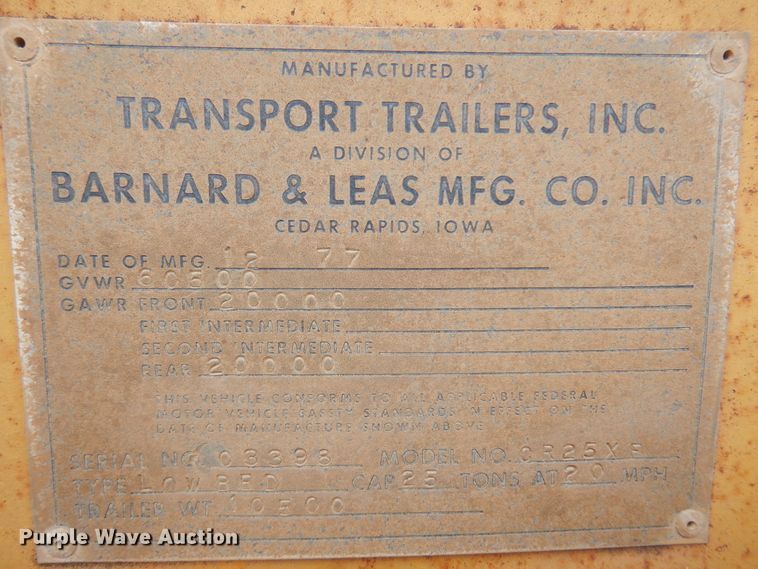 image for item JJ9867 1977 Transport CR25XF  equipment trailer