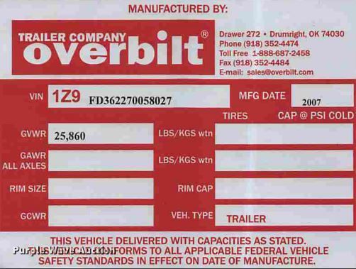 image for item JP9316 2007 Overbilt  tilt deck equipment trailer