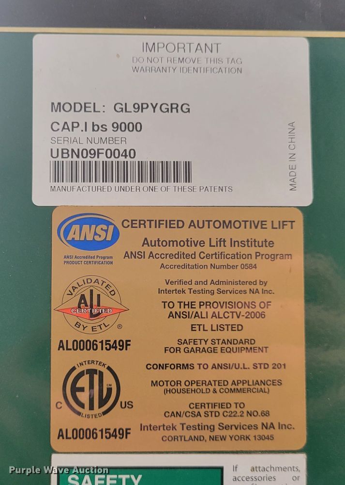 image for item KH9916 Golf-Lift GL9PYGRG  two post automotive lift