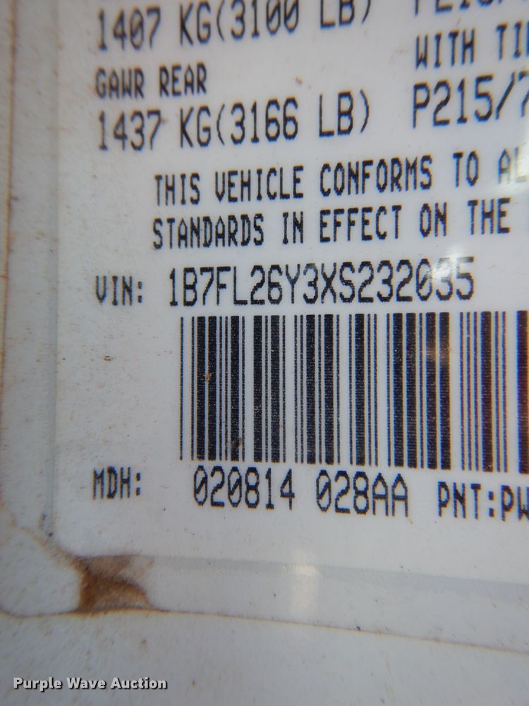 image for item KJ9460 1999 Dodge Dakota  pickup truck