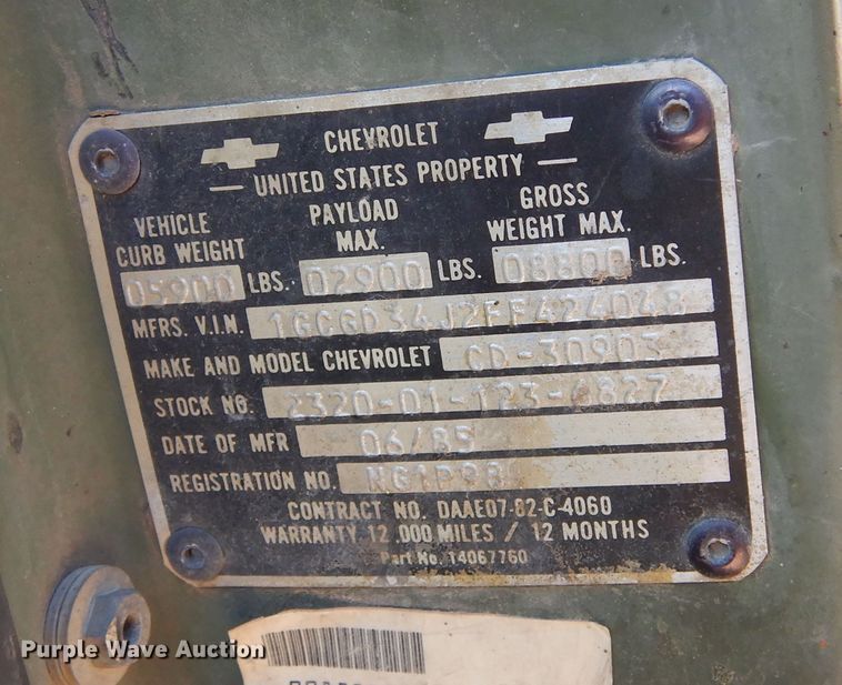 image for item KO9015 1985 Chevrolet D30  utility bed pickup truck