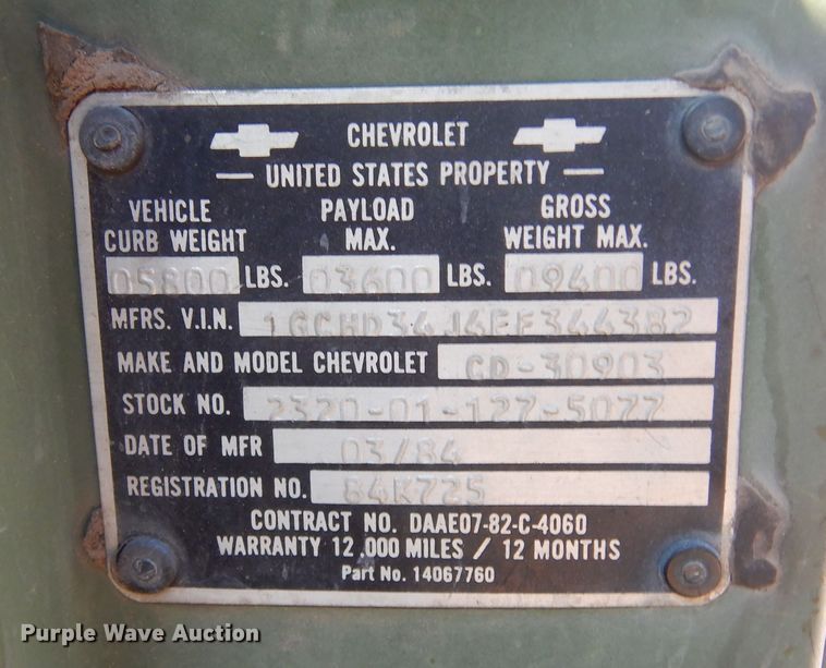 image for item KO9017 1984 Chevrolet D30  pickup truck