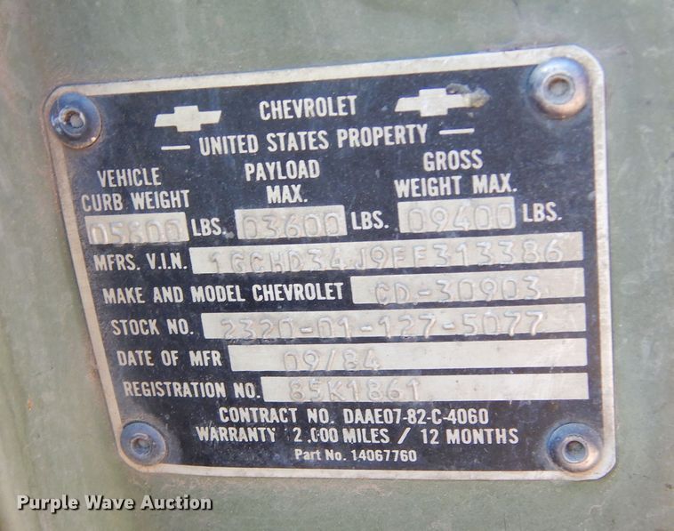 image for item KO9020 1985 Chevrolet D30  pickup truck