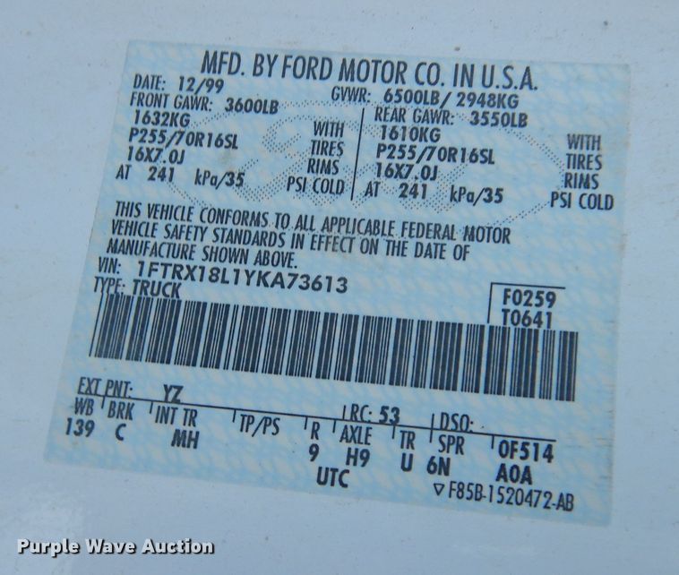 image for item KO9024 2000 Ford F150  SuperCab pickup truck