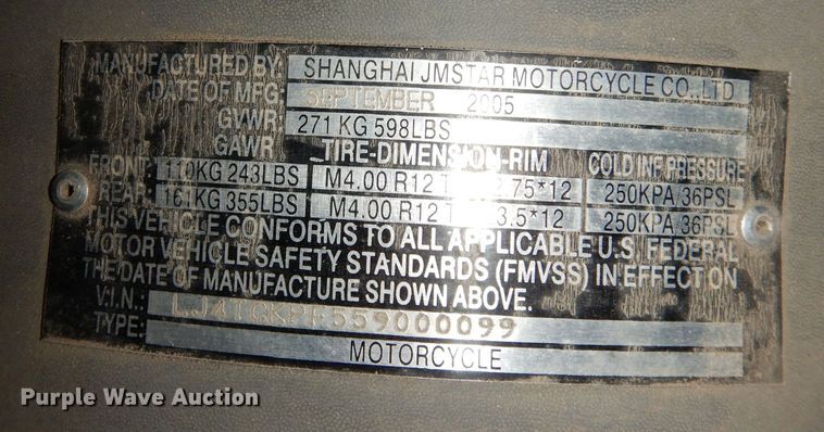 image for item KR9941 2005 Shanghai Jmstar  moped