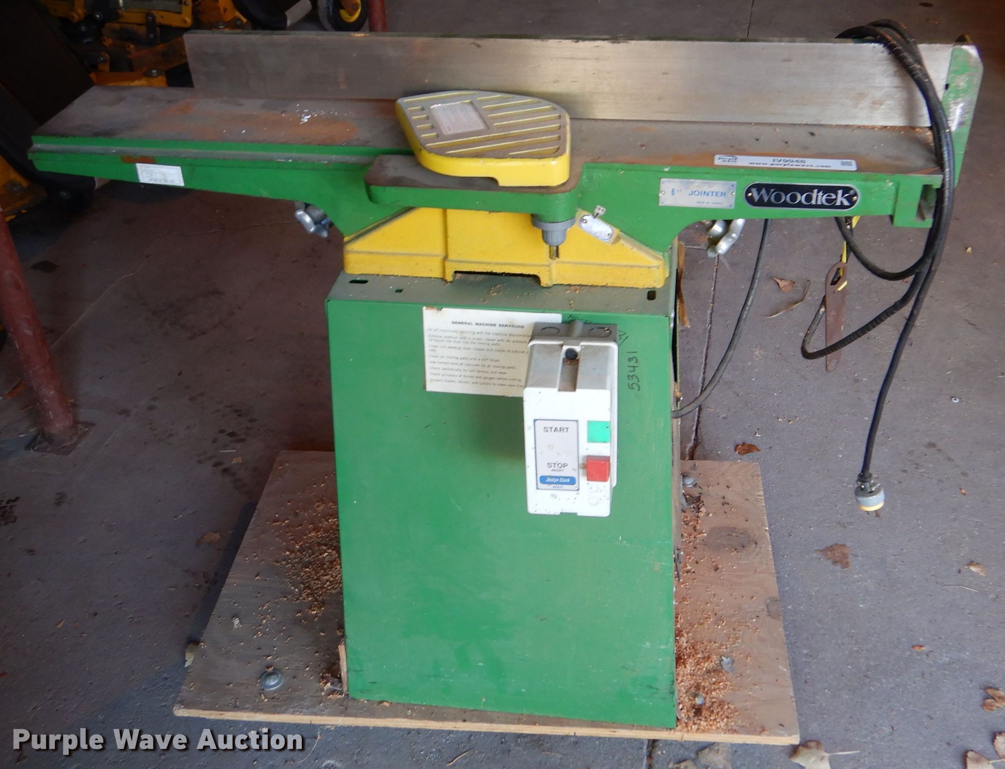 Woodtek jointer in Norton, KS Item IV9948 sold Purple Wave