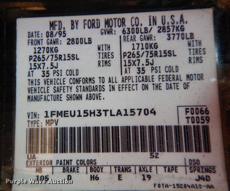 image for item DI8616 1996 Ford Bronco  SUV