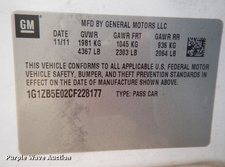 image for item DI8617 2012 Chevrolet Malibu