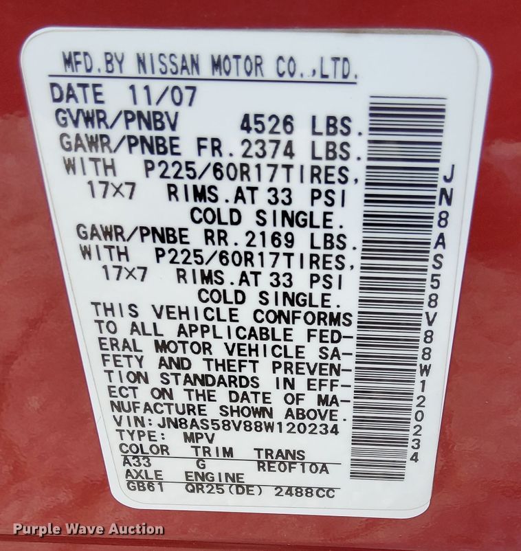 image for item DJ3792 2008 Nissan Rogue SL