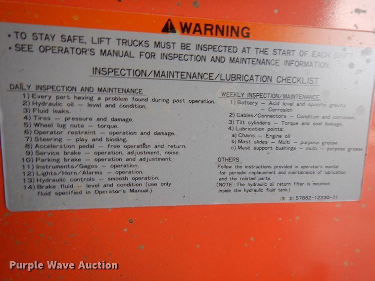 image for item DJ7497 Toyota 5FBE18  forklift