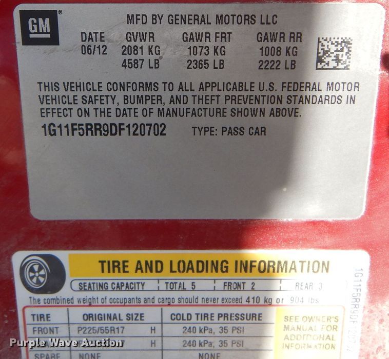 image for item DK3475 2013 Chevrolet Malibu