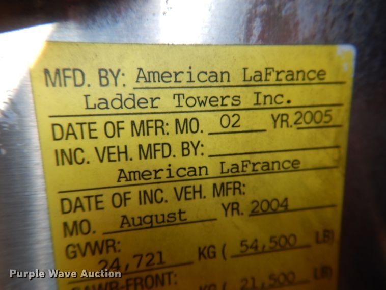 image for item DL5899 2005 American Lafrance L24M-75  aerial platform fire truck