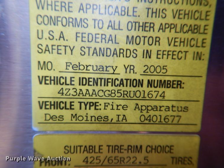 image for item DL5899 2005 American Lafrance L24M-75  aerial platform fire truck