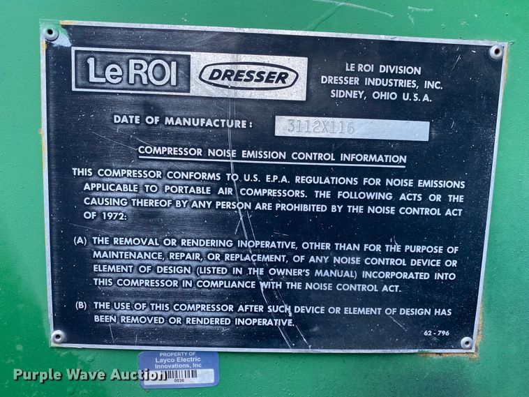 image for item DL6810 Leroi  air compressor