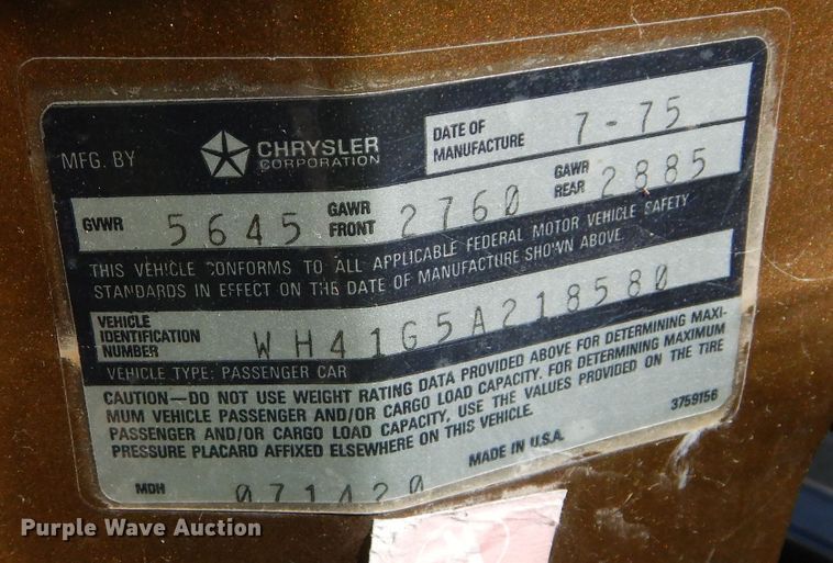 image for item DM0637 1975 Dodge Coronet