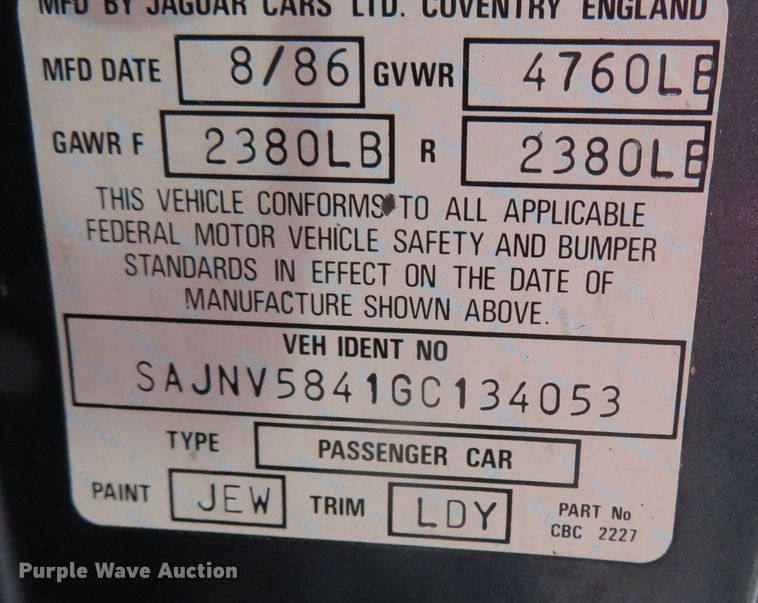 image for item DN7859 1986 Jaguar XJS