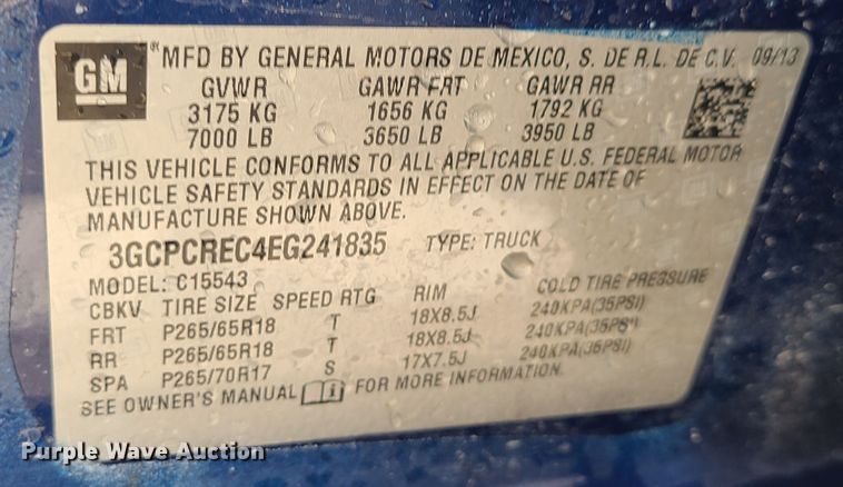 image for item GB9135 2014 Chevrolet Silverado 1500  Crew Cab pickup truck
