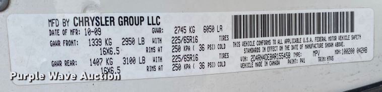 image for item IG9277 2010 Dodge Grand Caravan SE  handicap accessible van