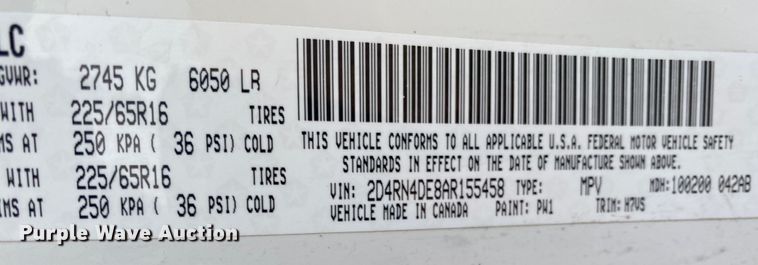 image for item IG9277 2010 Dodge Grand Caravan SE  handicap accessible van