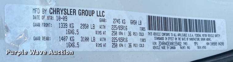 image for item IG9279 2010 Dodge Grand Caravan SE  handicap accessible van