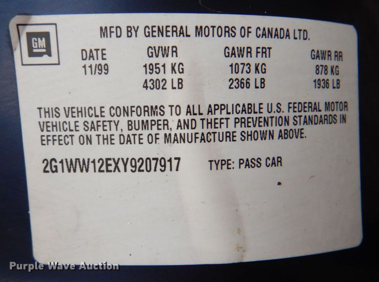 image for item IG9538 2000 Chevrolet Monte Carlo