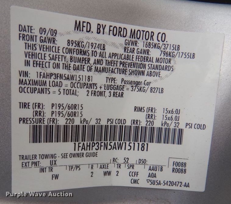 image for item IG9562 2010 Ford Focus